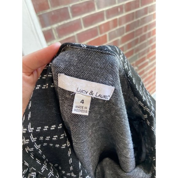 Lucy & Laurel Dress Sheath Plaid Collared Black Grey 4 - Picture 6 of 7